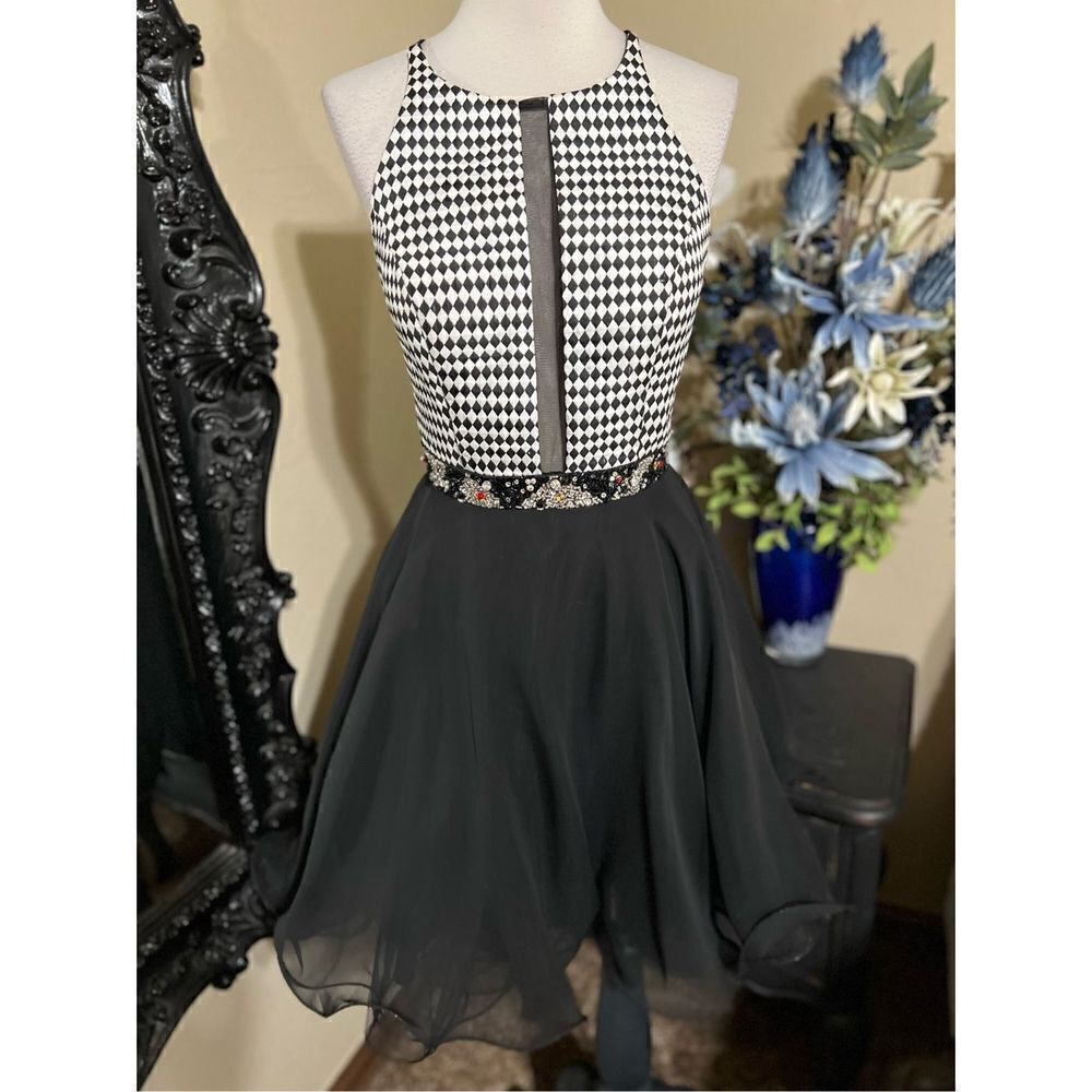 Hannah S #27105 Harlequin Prom Dress Homecoming Mini Dress Size 4